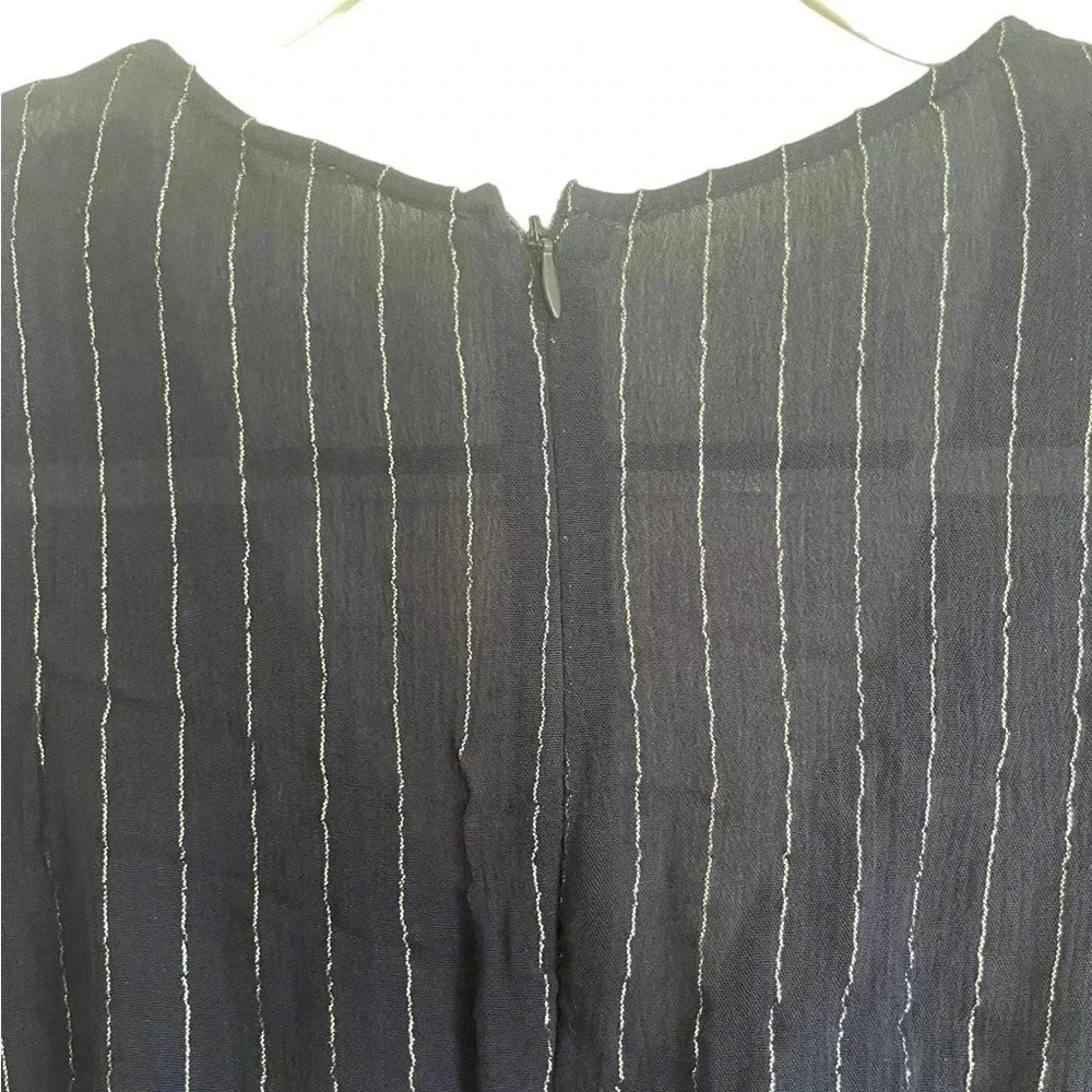 ☀️One the Land Women’s Blue with Metallic Stripes Romper